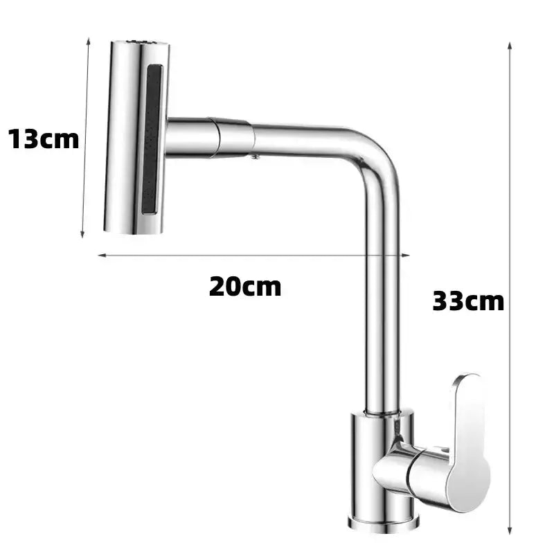 DecorBites™ Brushed Stainless Steel Kitchen Faucet with Rotation Stream Sprayer Head