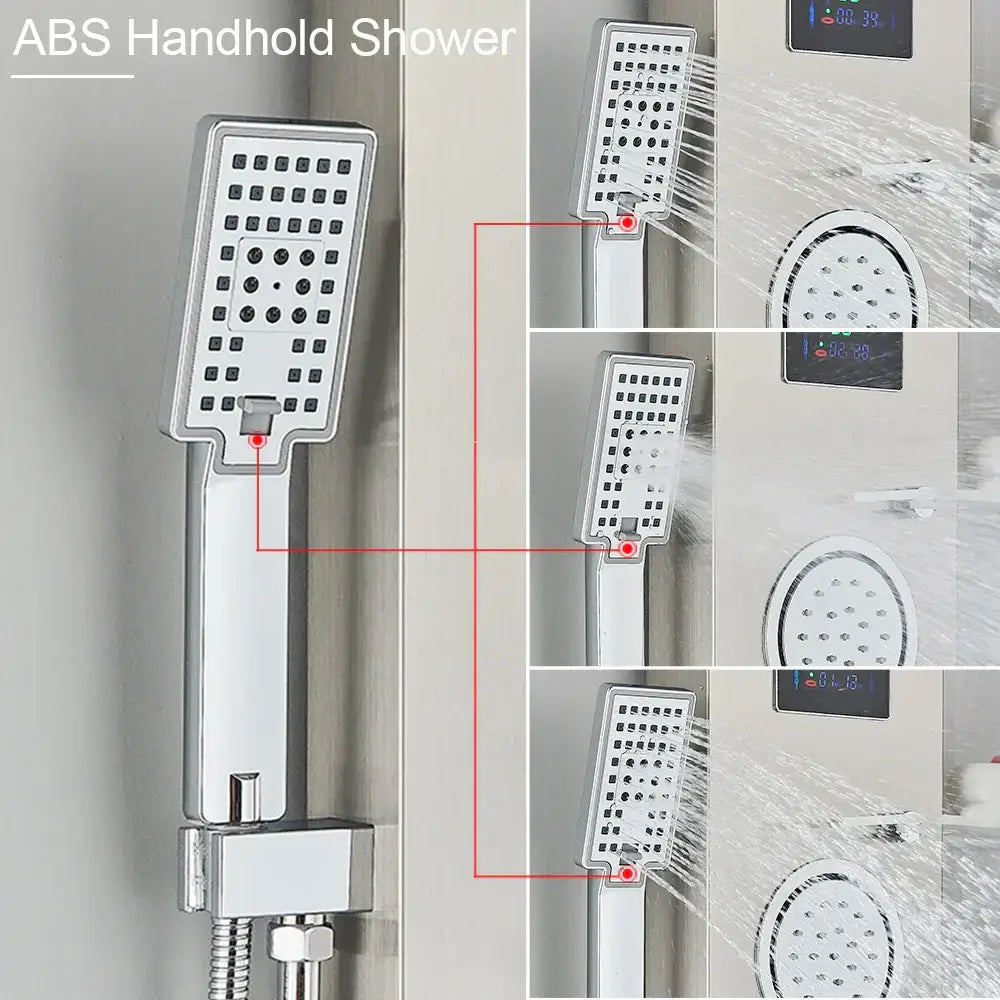 Modern brushed stainless steel led light shower column bathroom spa