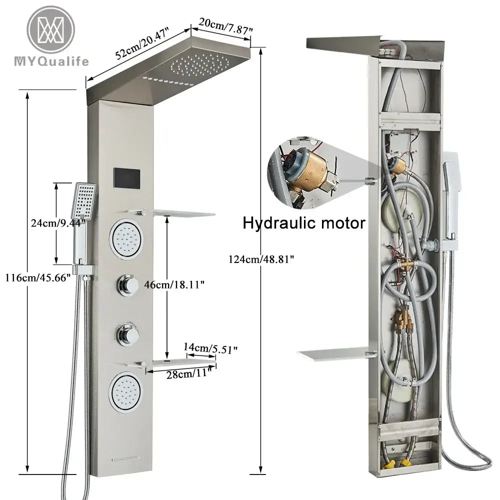 Modern brushed stainless steel led light shower column bathroom spa
