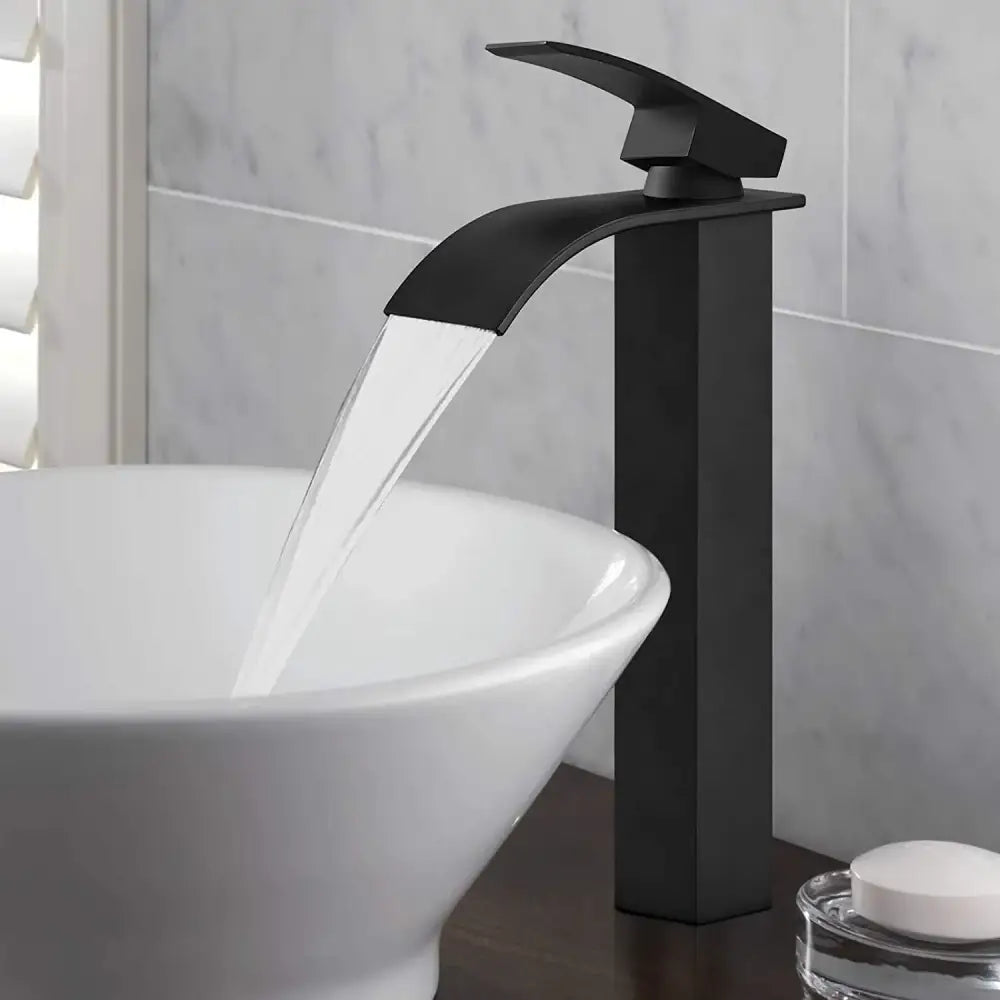 DecorBites™ Brass Waterfall Basin Faucet Single Lever Deck Mount Mixer Taps