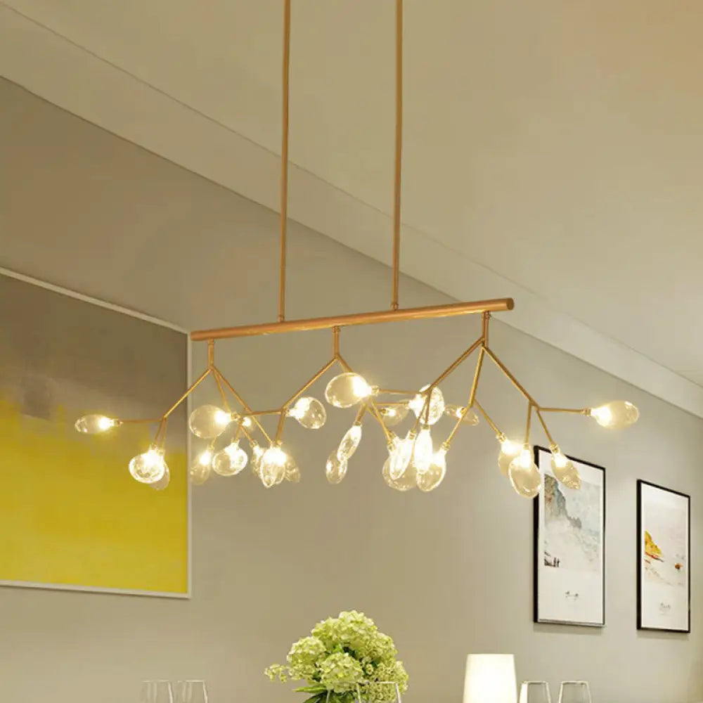 DecorBites™ Modern Bubble Chandelier with Clear Glass, 27 Heads, Black/Gold - Dining Room Hanging Light Kit