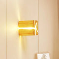 Modern burlywood cube wooden wall light bedroom light fixture