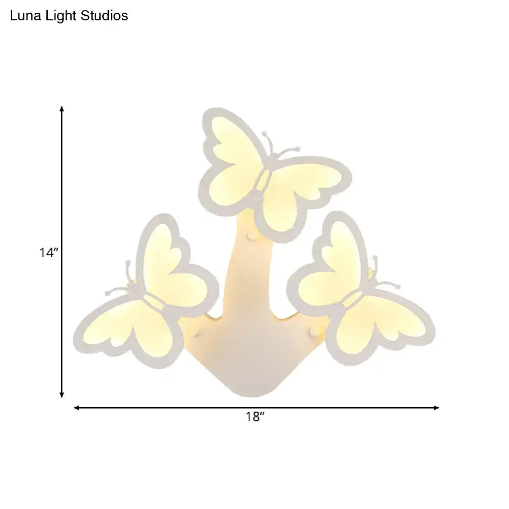 DecorBites™ Contemporary LED Butterfly Wall Mounted Night Lamp - Modern 1/3 Lights Sconce, White Acrylic, White/Natural Light