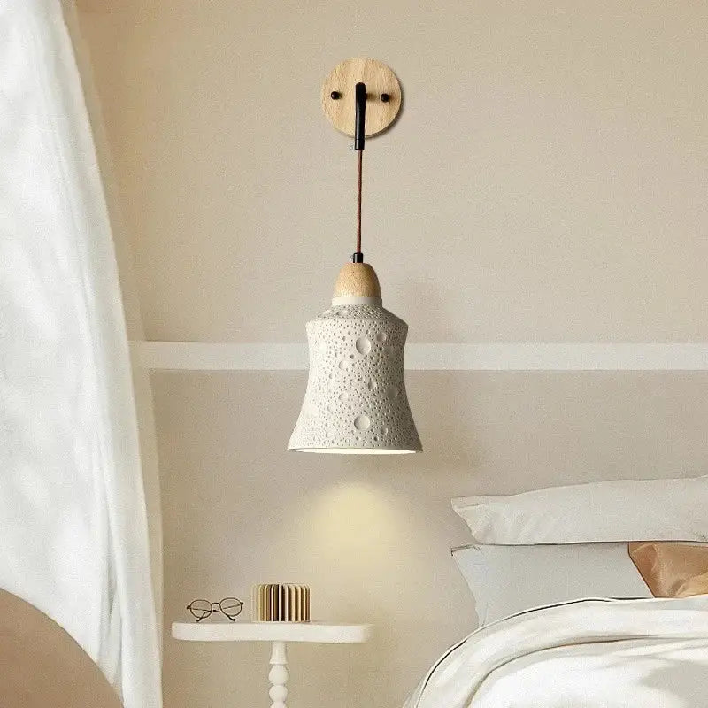Modern ceramic bell wall lamp with pull chain switch bedroom light