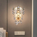 Modern champagne hexagon crystal wall sconce bedroom e12 light