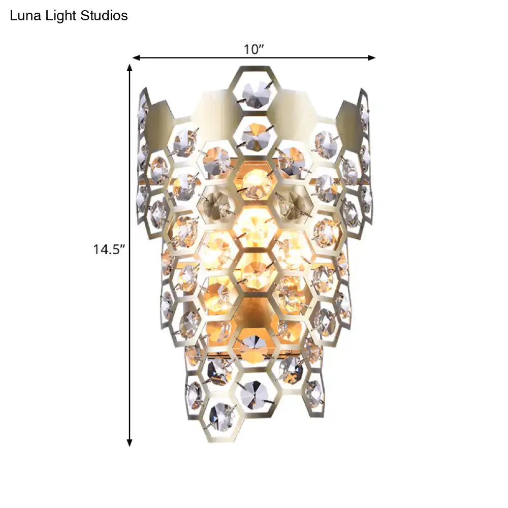 Modern champagne hexagon crystal wall sconce bedroom e12 light