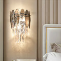 Modern champagne & smoke gray crystal wall sconce – bedroom led light