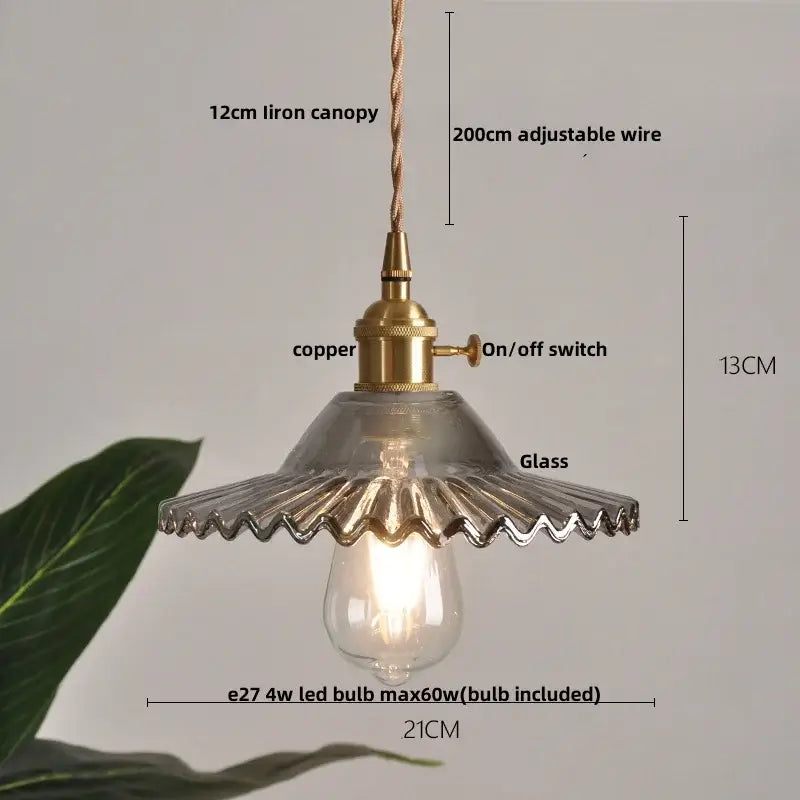 DecorBites™ Clear Glass LED Pendant Light Fixture with Copper Socket for Modern Home Decor