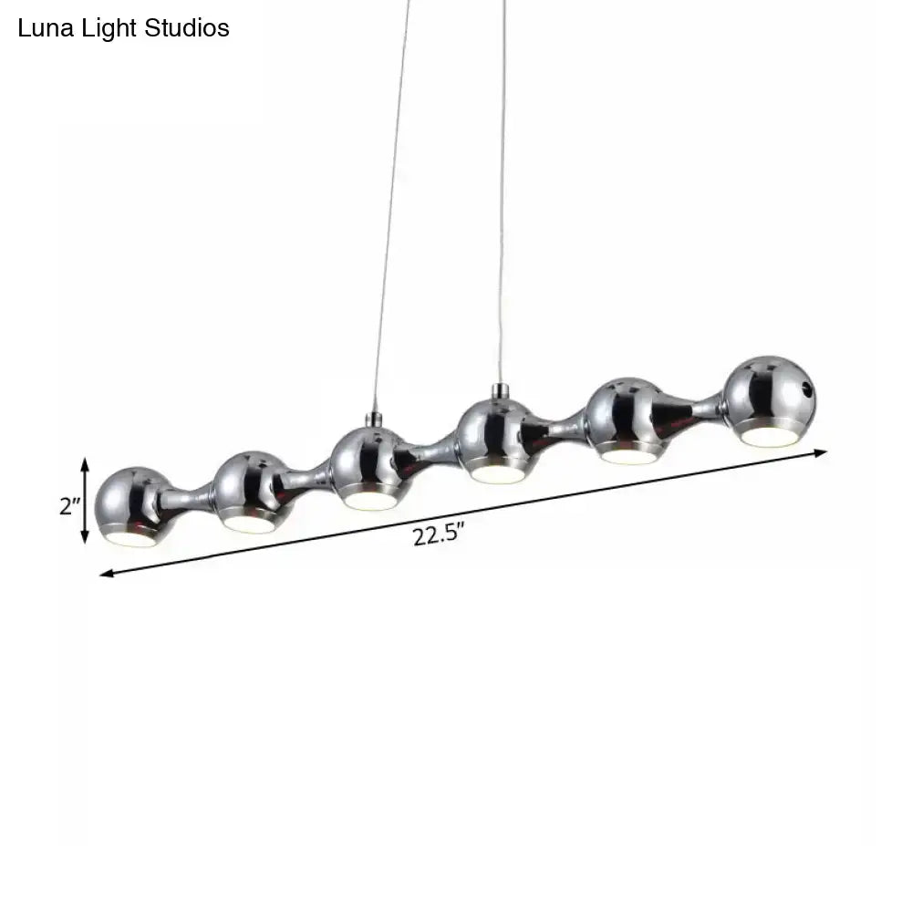 DecorBites™ Modern Chrome Ball Pendant Ceiling Light with 6 Metal Lights - Warm/White Island Lighting for Living Room