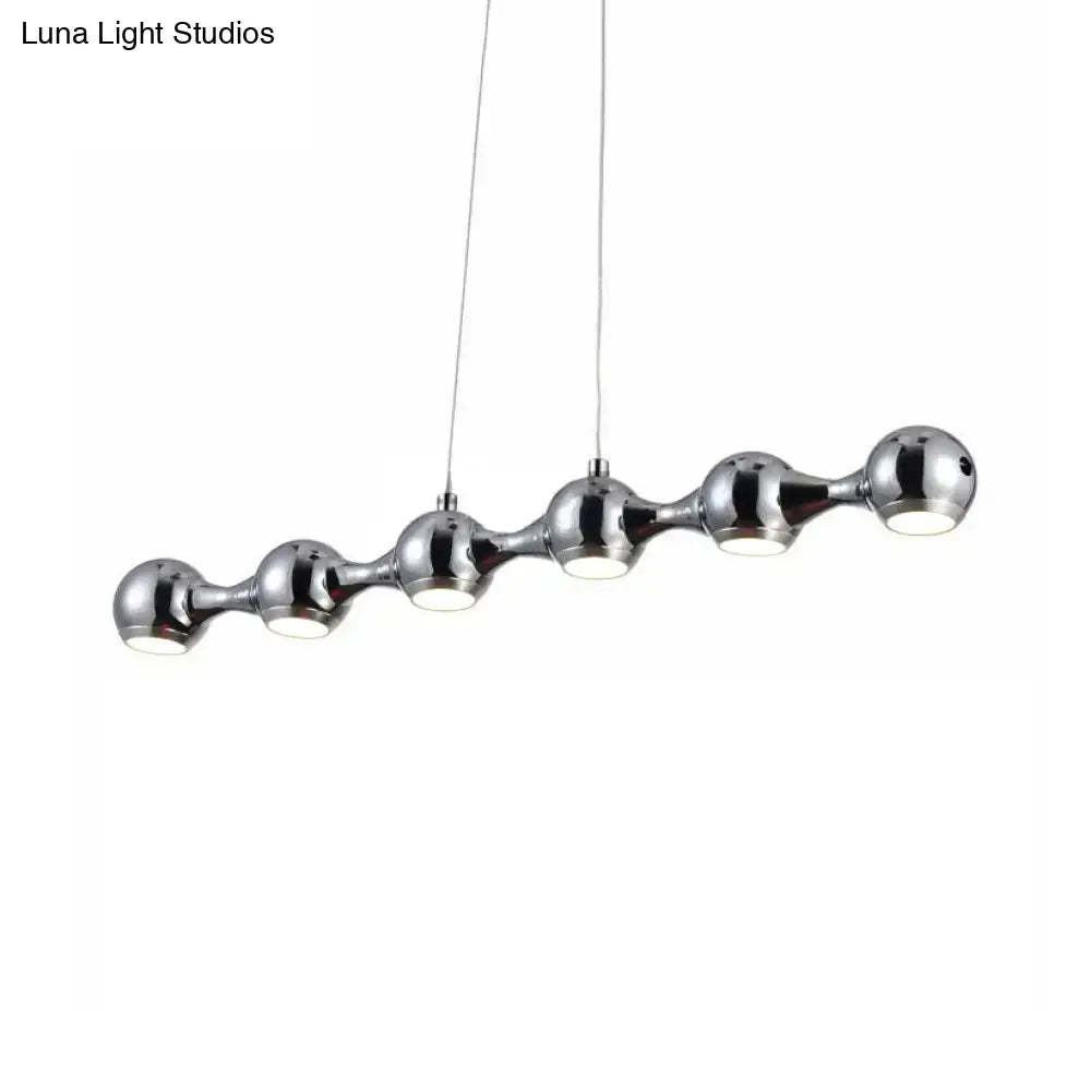 DecorBites™ Modern Chrome Ball Pendant Ceiling Light with 6 Metal Lights - Warm/White Island Lighting for Living Room