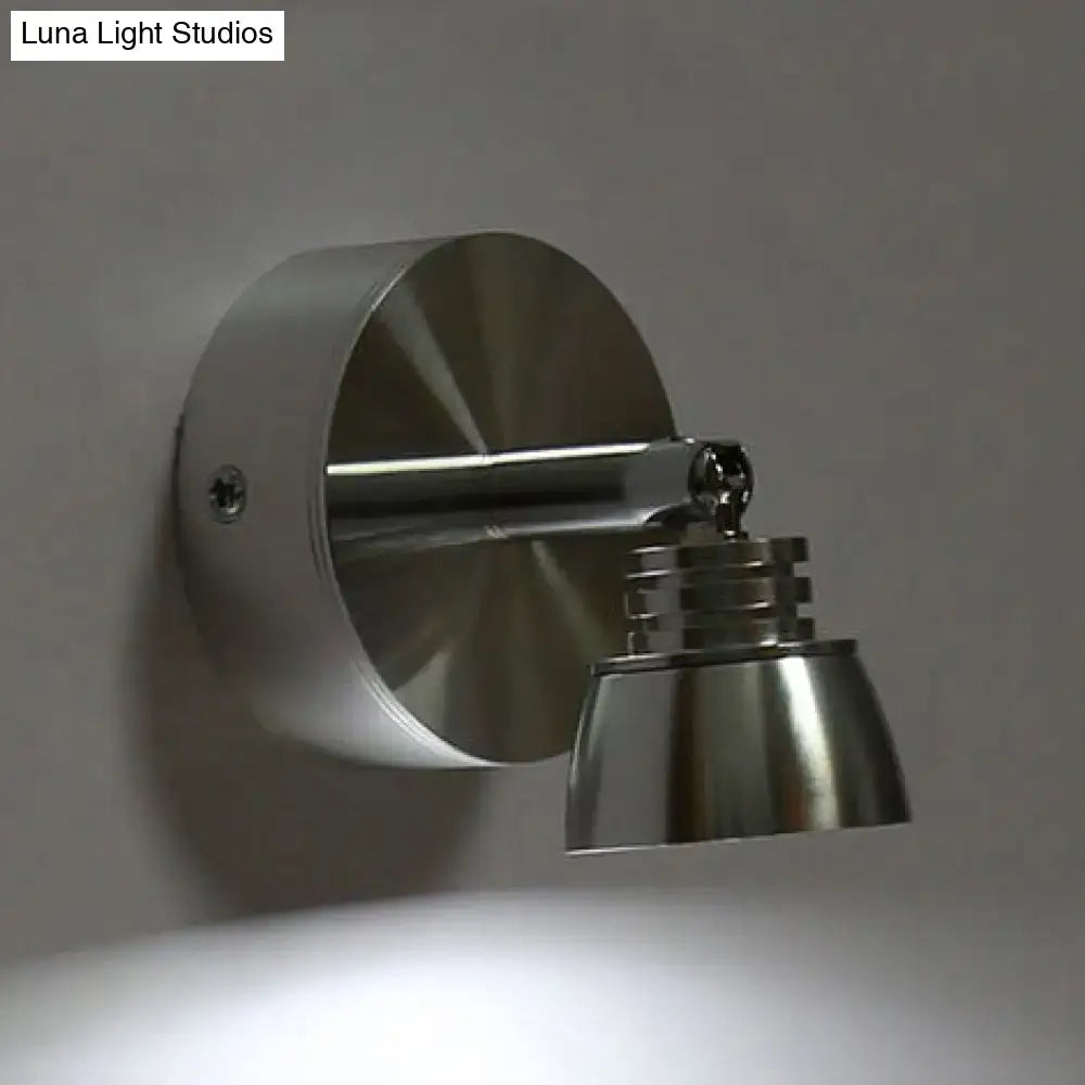 DecorBites™ Modern 1-Light Chrome Corridor Wall Sconce with Dome Metal Shade in Warm/White Light