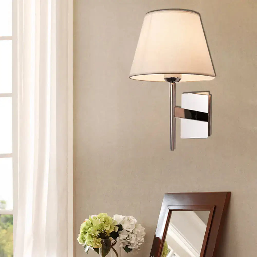 DecorBites™ White Fabric LED Cone Wall Sconce - Contemporary Bedroom Lighting