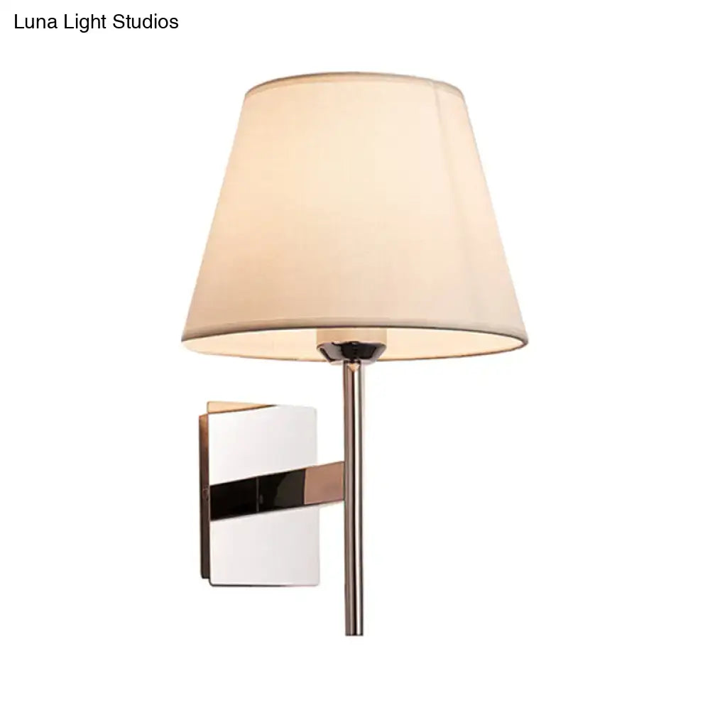 DecorBites™ White Fabric LED Cone Wall Sconce - Contemporary Bedroom Lighting