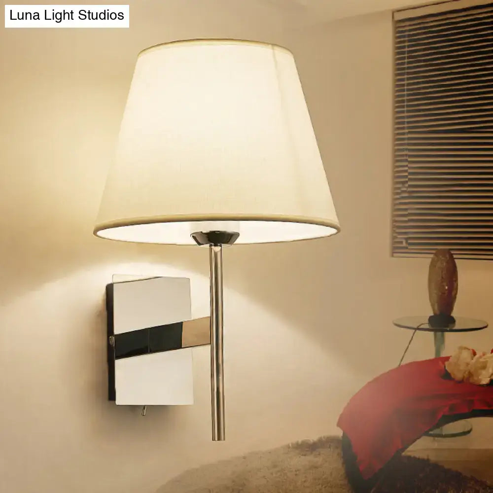 DecorBites™ White Fabric LED Cone Wall Sconce - Contemporary Bedroom Lighting