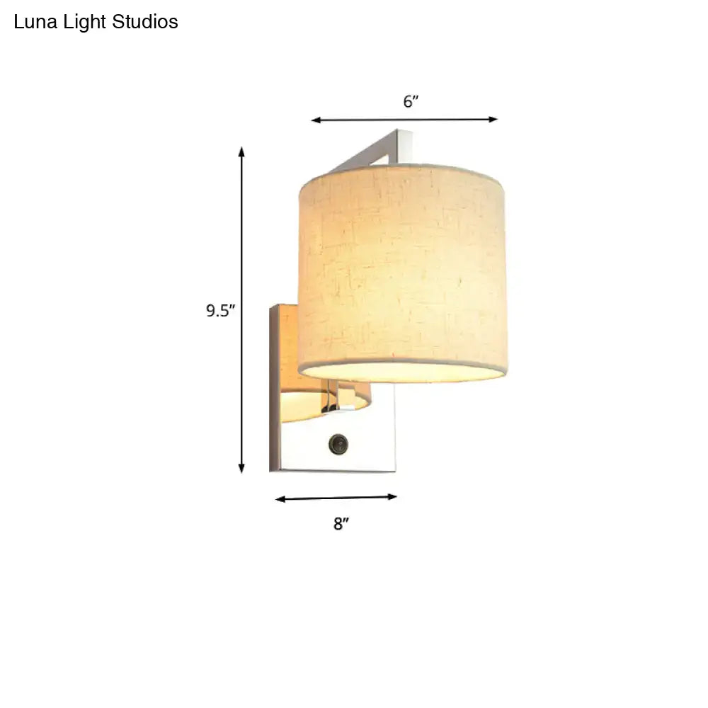 Modern chrome and beige fabric led wall sconce living room light