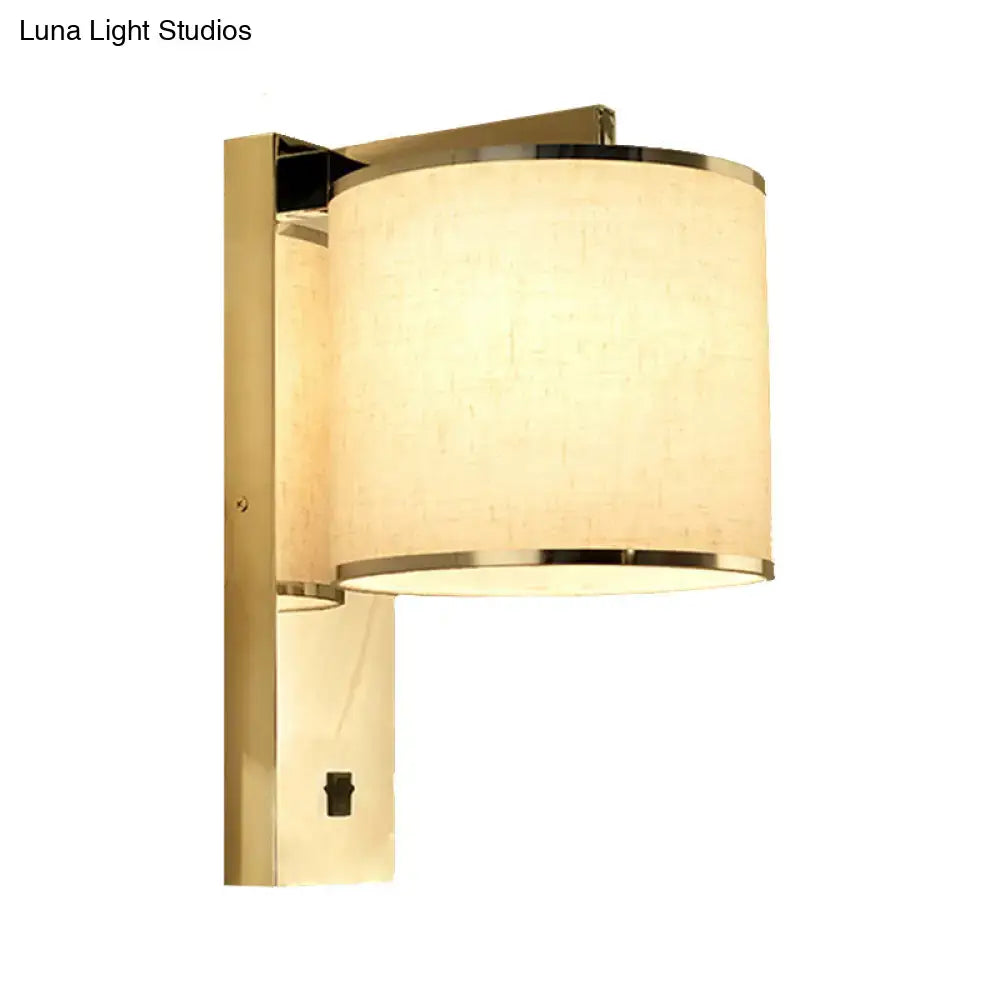 Modern chrome and beige fabric led wall sconce living room light