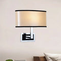 Modern chrome and beige oval wall sconce bedroom light