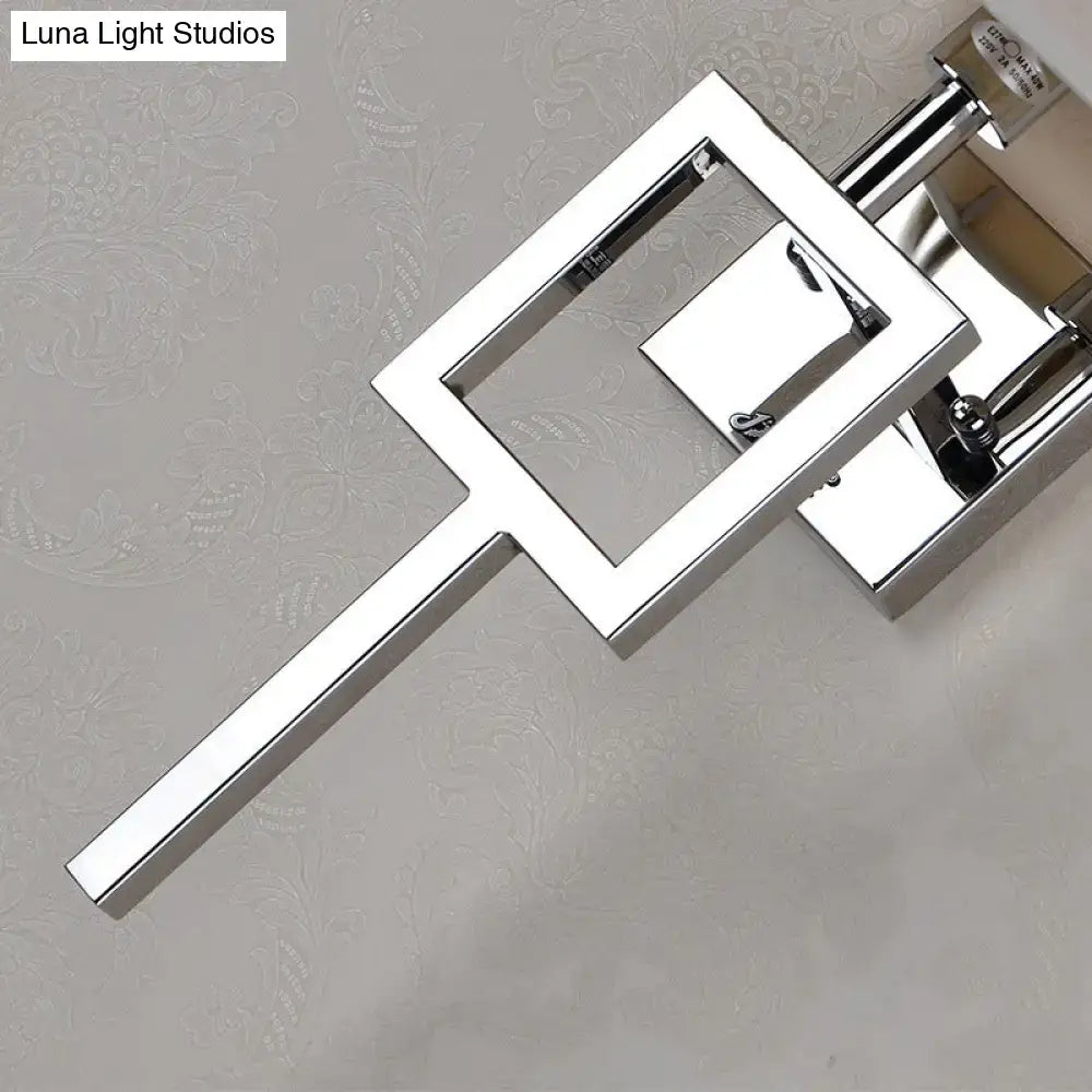 Modern chrome and beige square sconce light bedroom wall lamp