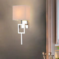 Modern chrome and beige square sconce light bedroom wall lamp