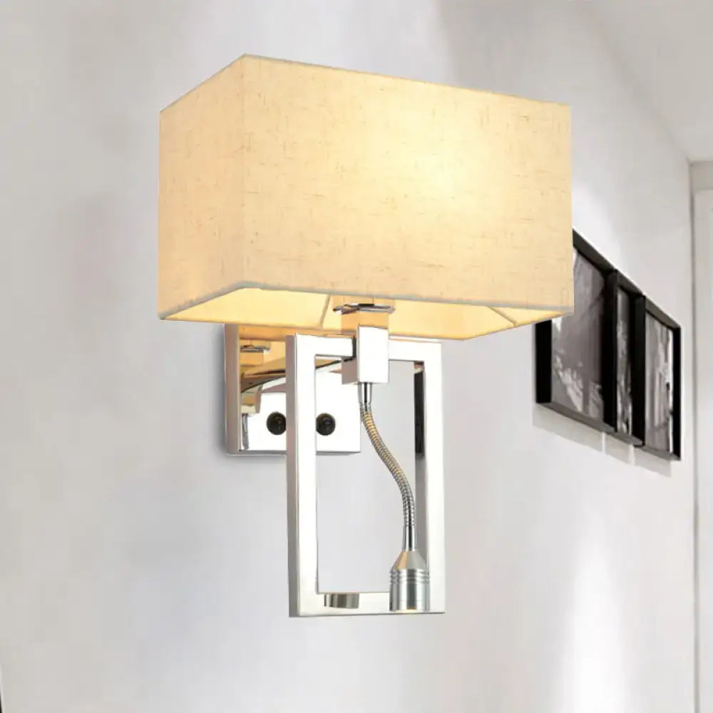 Modern chrome and beige wall mount light sconce bedroom spotlight