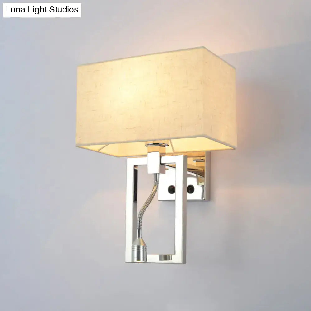 Modern chrome and beige wall mount light sconce bedroom spotlight