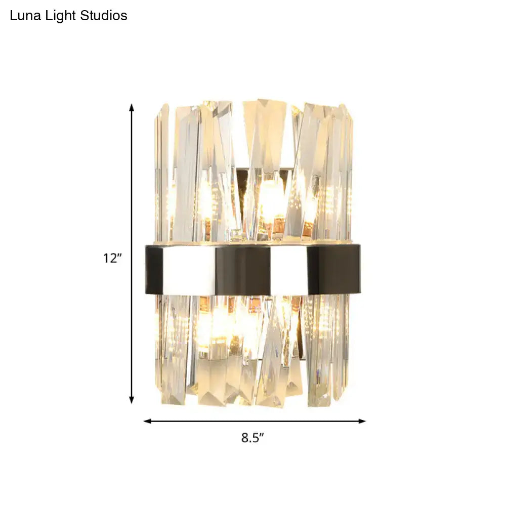 Modern chrome and clear crystal wall lamp bedroom sconce