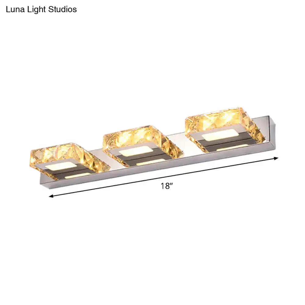 DecorBites™ Modern Stainless Steel Crystal Vanity Sconce - 3/4 Light Beveled Design for Round/Square Bathroom Wall Mount