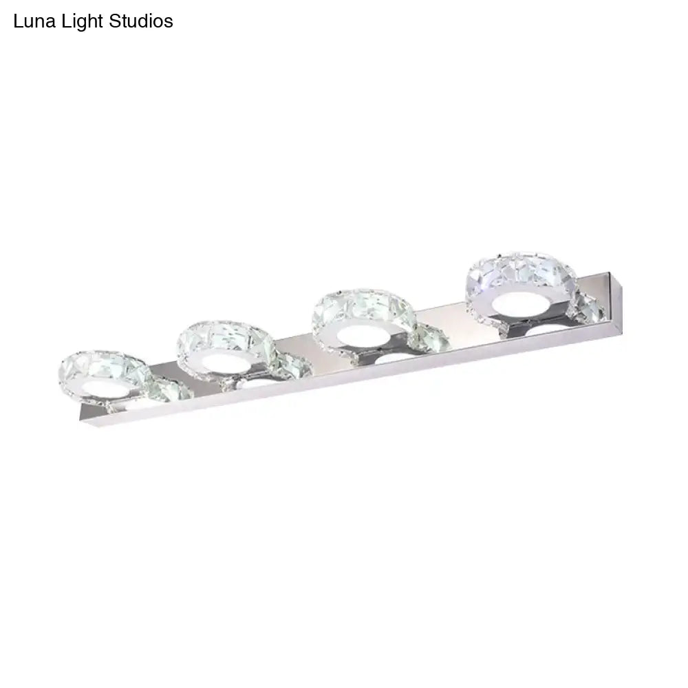 DecorBites™ Modern Stainless Steel Crystal Vanity Sconce - 3/4 Light Beveled Design for Round/Square Bathroom Wall Mount