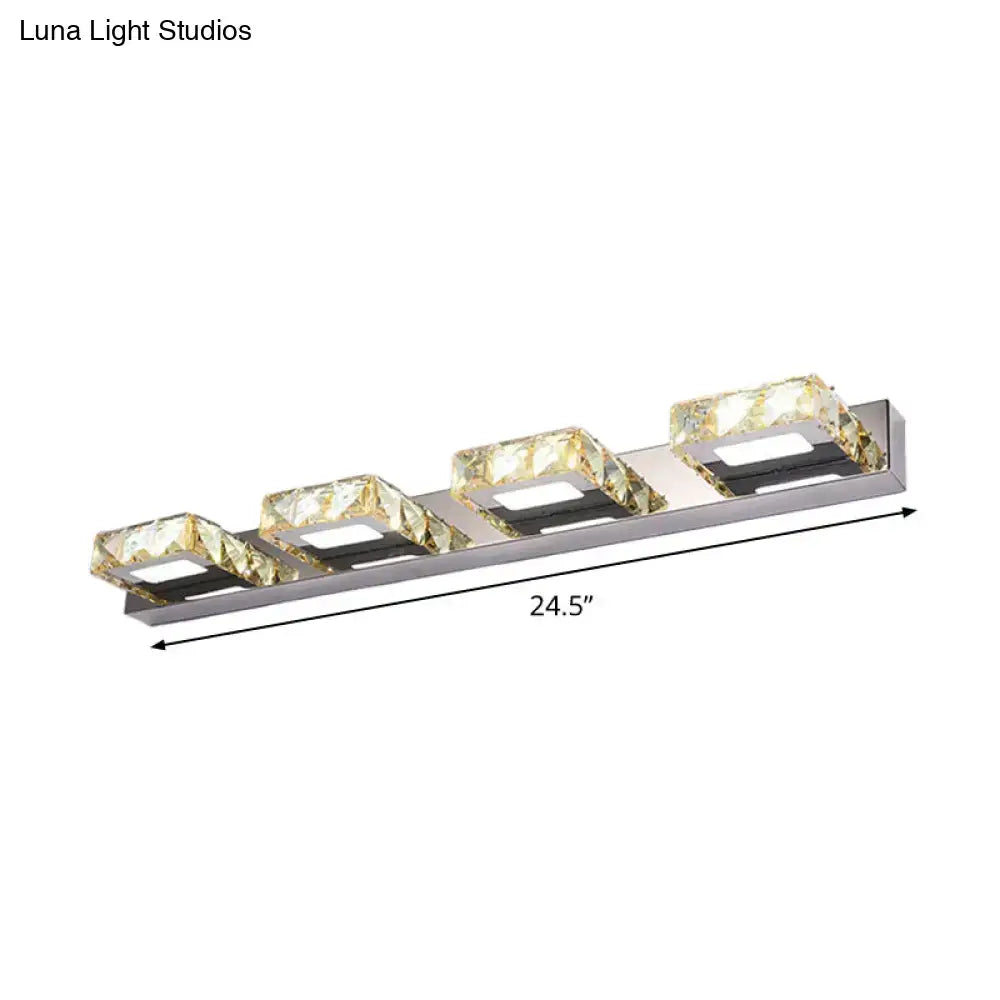 DecorBites™ Modern Stainless Steel Crystal Vanity Sconce - 3/4 Light Beveled Design for Round/Square Bathroom Wall Mount