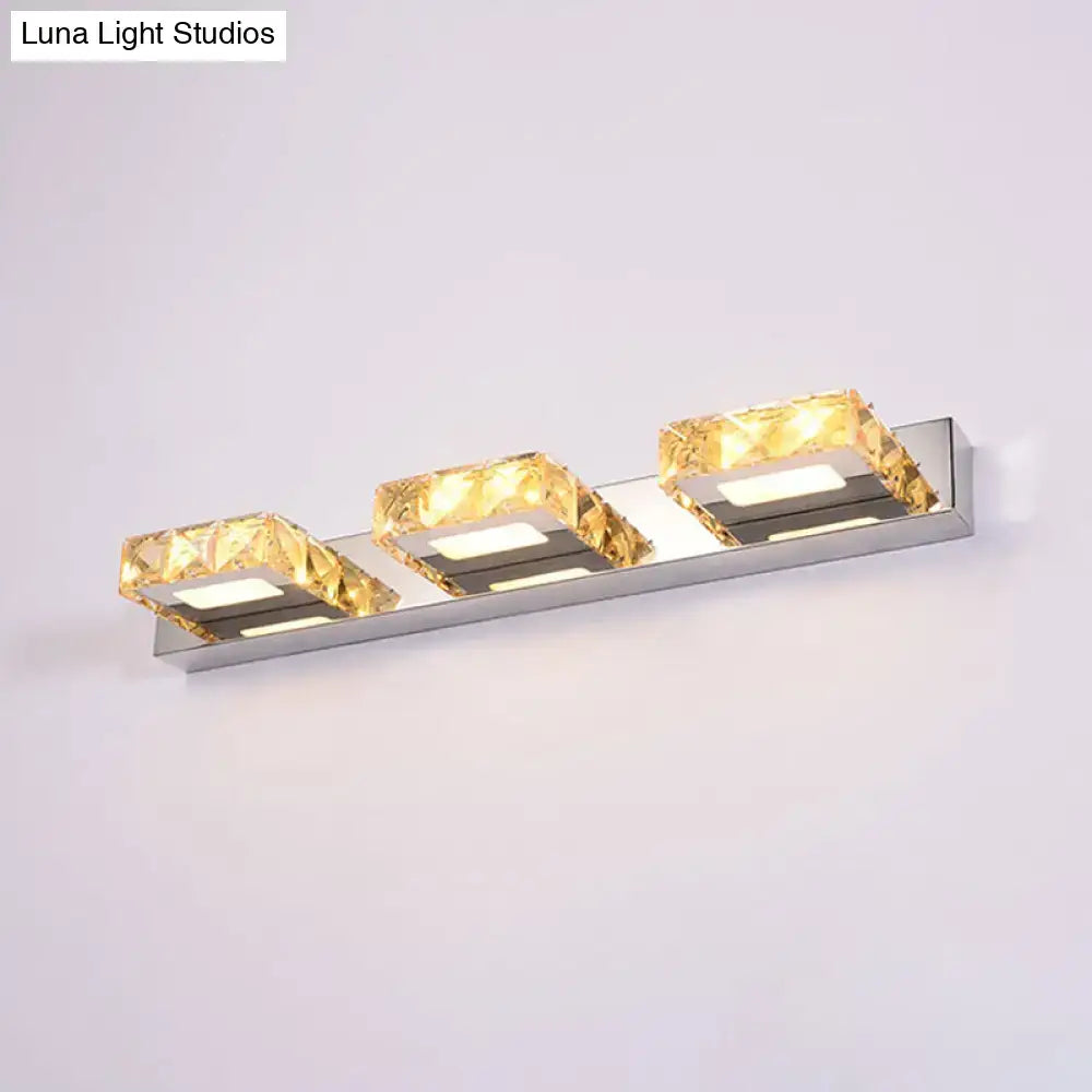 DecorBites™ Modern Stainless Steel Crystal Vanity Sconce - 3/4 Light Beveled Design for Round/Square Bathroom Wall Mount