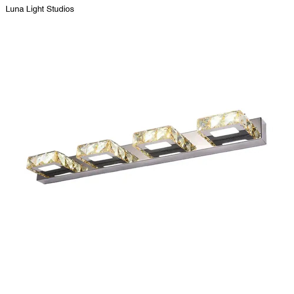 DecorBites™ Modern Stainless Steel Crystal Vanity Sconce - 3/4 Light Beveled Design for Round/Square Bathroom Wall Mount