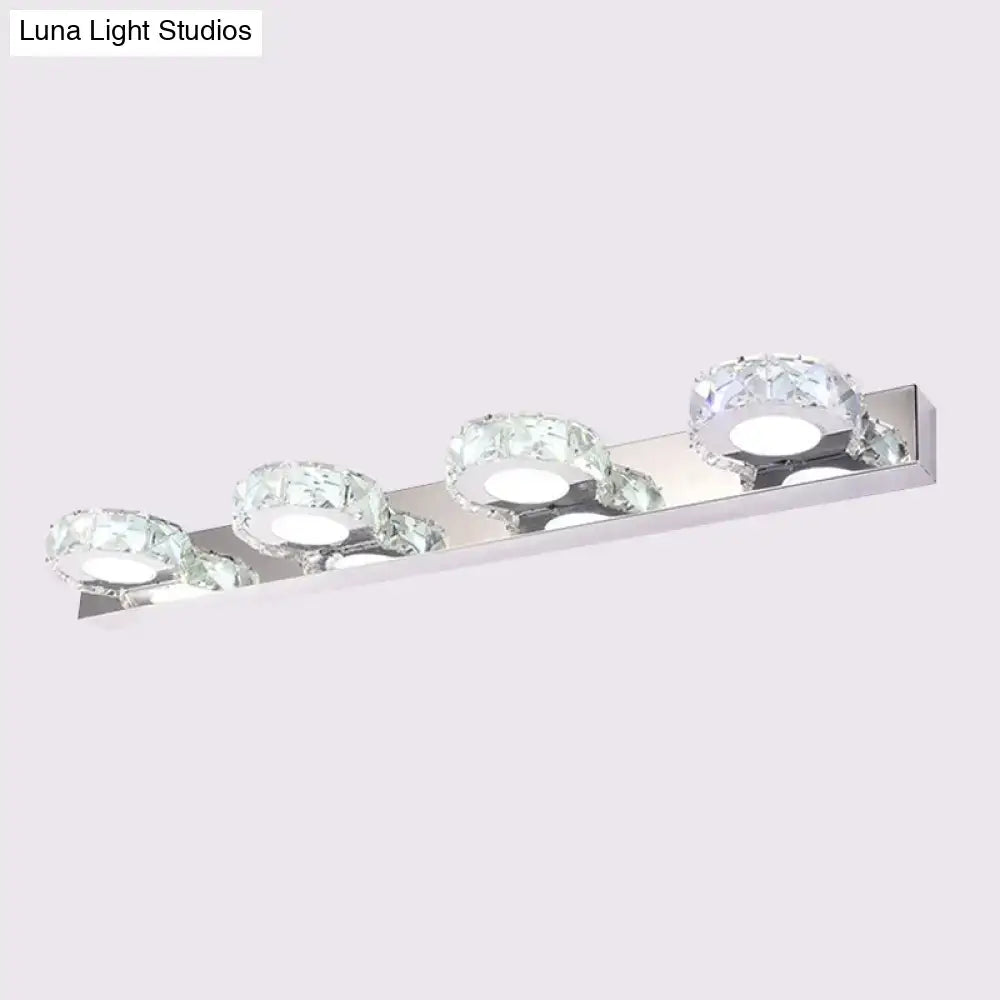 DecorBites™ Modern Stainless Steel Crystal Vanity Sconce - 3/4 Light Beveled Design for Round/Square Bathroom Wall Mount