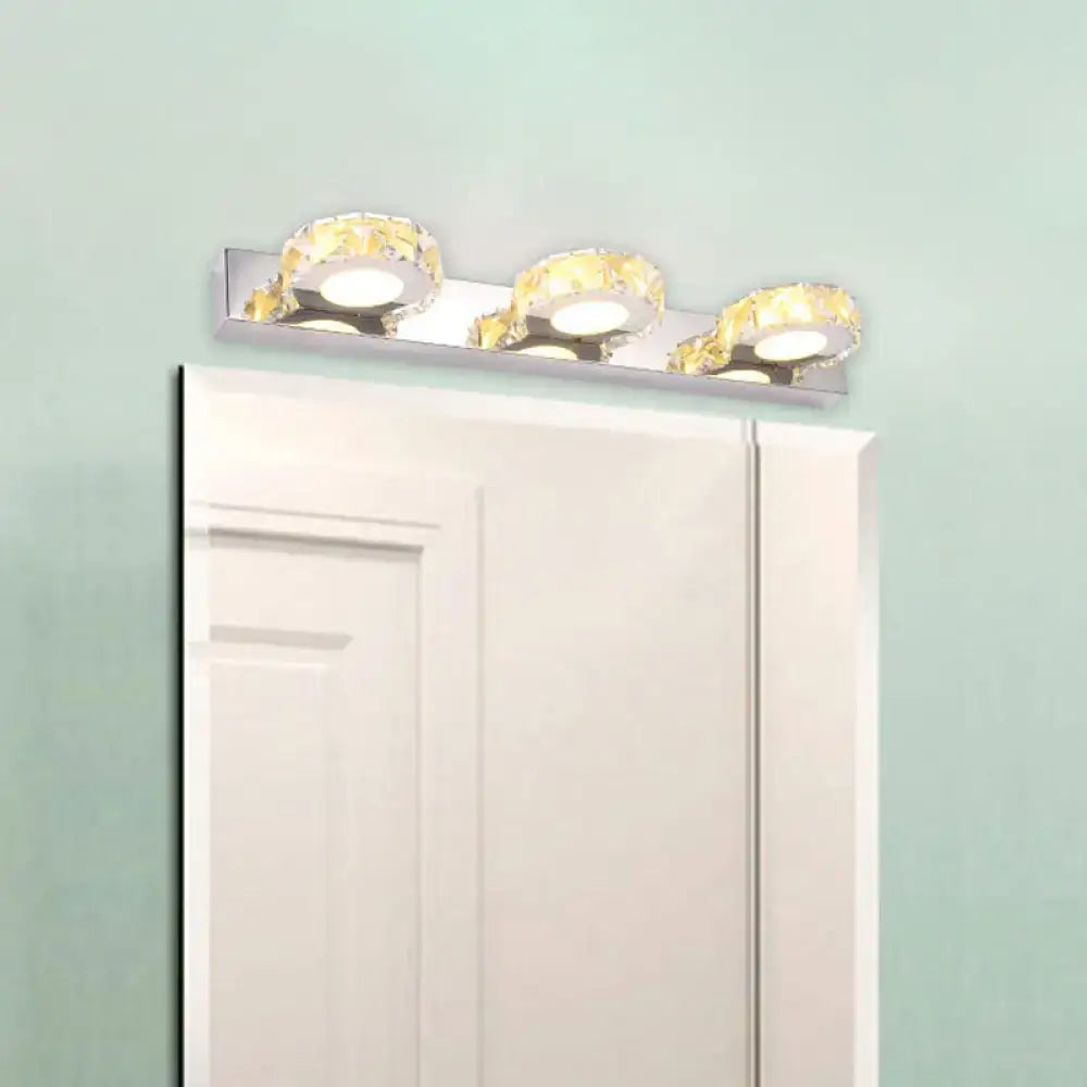 DecorBites™ Modern Stainless Steel Crystal Vanity Sconce - 3/4 Light Beveled Design for Round/Square Bathroom Wall Mount