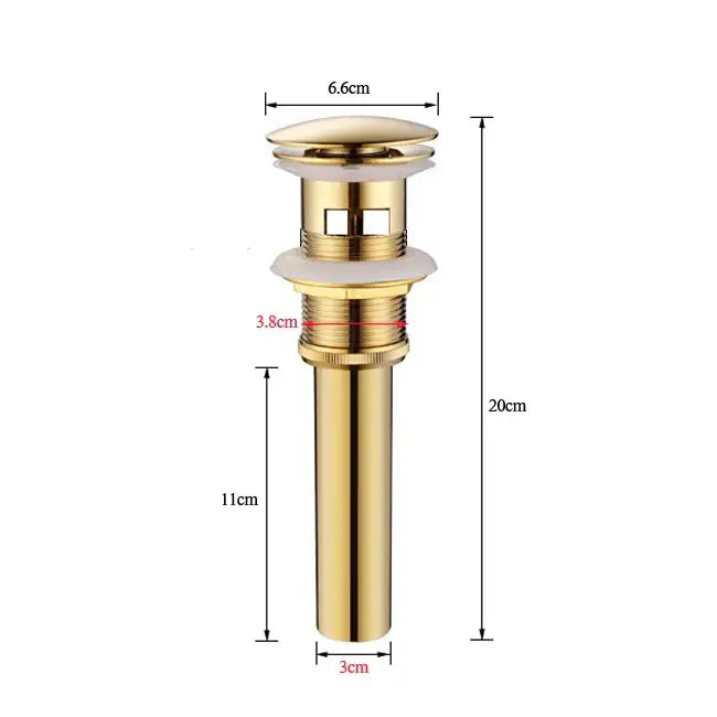 DecorBites™ Bathroom Sink Pop Up Drain in Chrome, Brushed Nickel, Golden Finish
