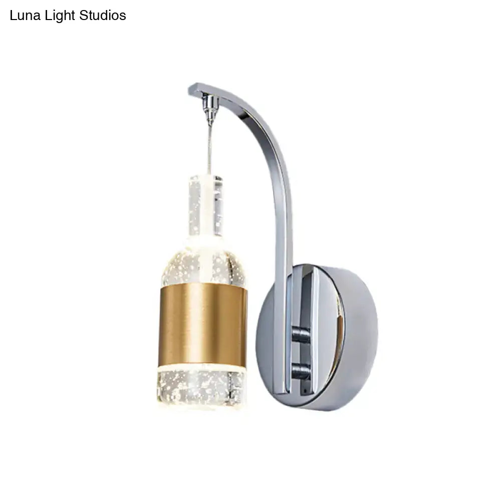 Modern chrome and gold seedy crystal wine bottle sconce dining room