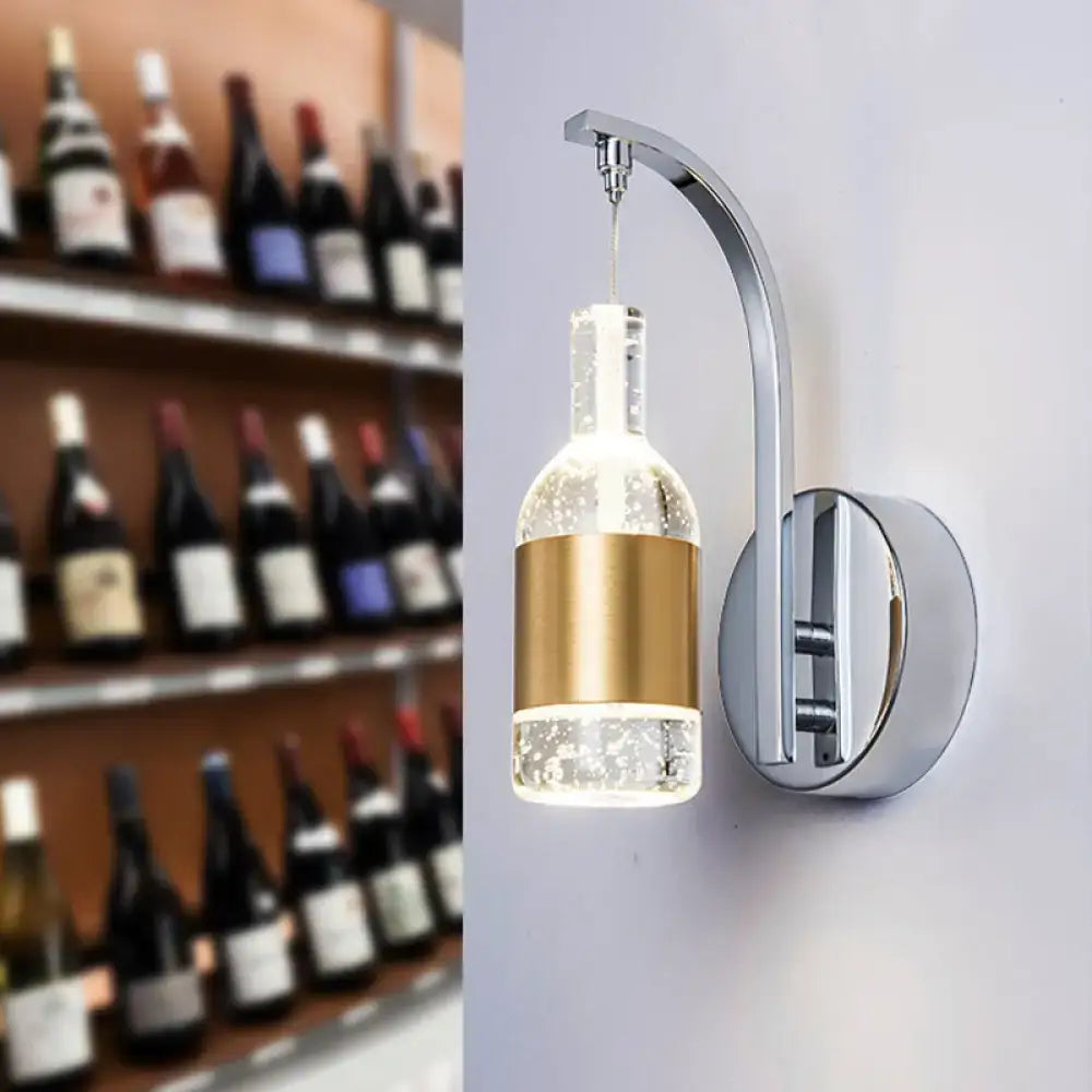 Modern chrome and gold seedy crystal wine bottle sconce dining room