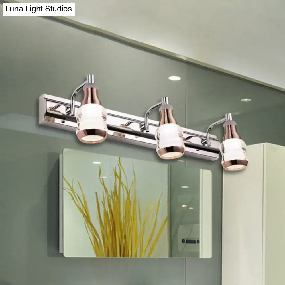 DecorBites™ Modern Chrome LED Vanity Wall Light, 2/3 Bulbs, 12"/18" Long, White/Warm Light
