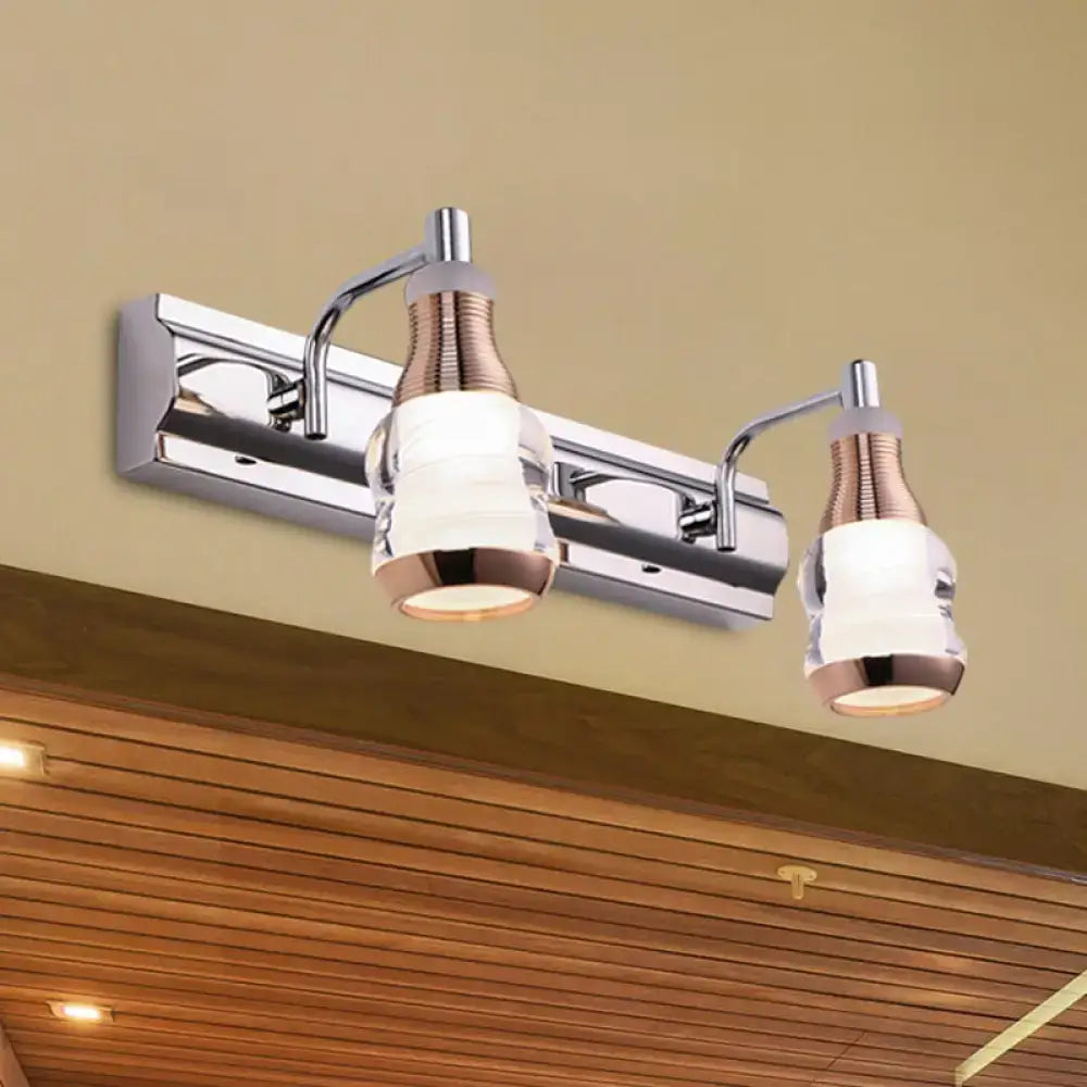 DecorBites™ Modern Chrome LED Vanity Wall Light, 2/3 Bulbs, 12"/18" Long, White/Warm Light