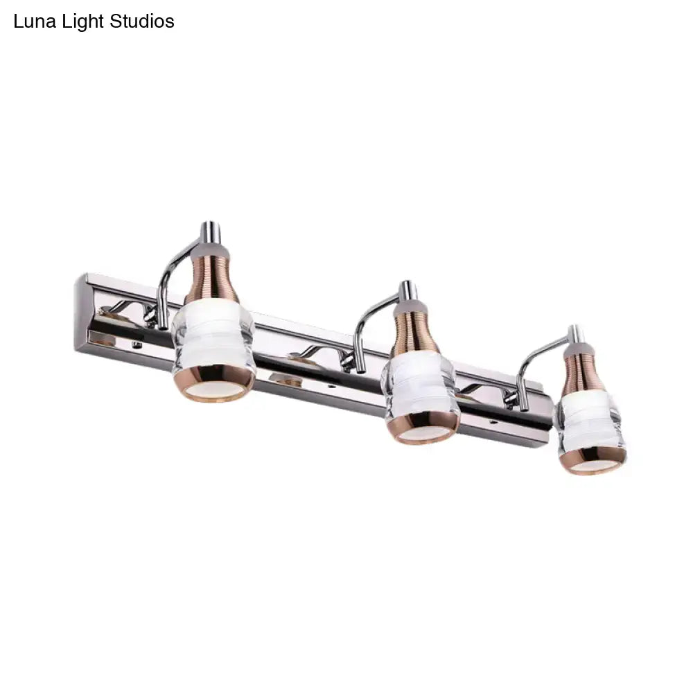 DecorBites™ Modern Chrome LED Vanity Wall Light, 2/3 Bulbs, 12"/18" Long, White/Warm Light