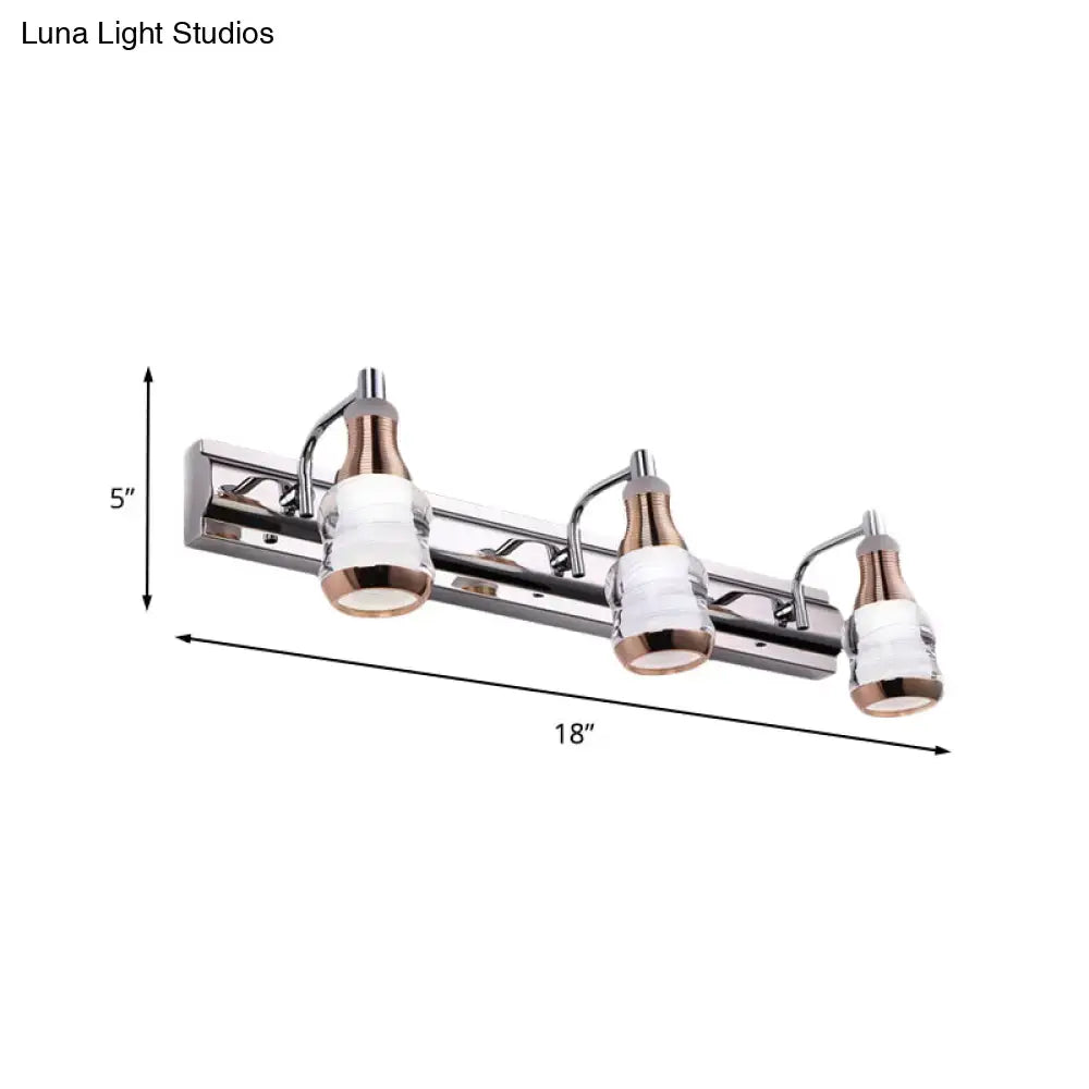 DecorBites™ Modern Chrome LED Vanity Wall Light, 2/3 Bulbs, 12"/18" Long, White/Warm Light