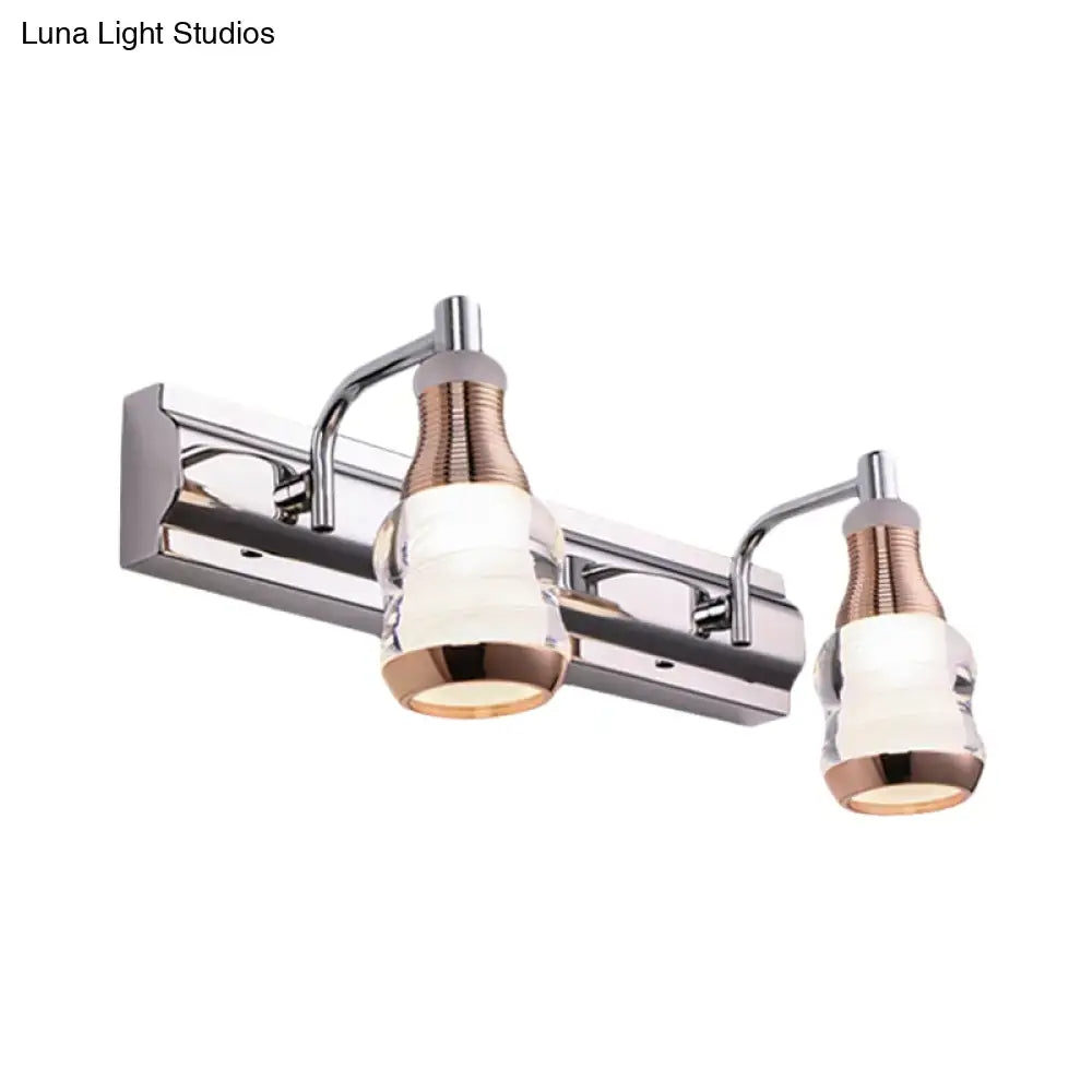 DecorBites™ Modern Chrome LED Vanity Wall Light, 2/3 Bulbs, 12"/18" Long, White/Warm Light