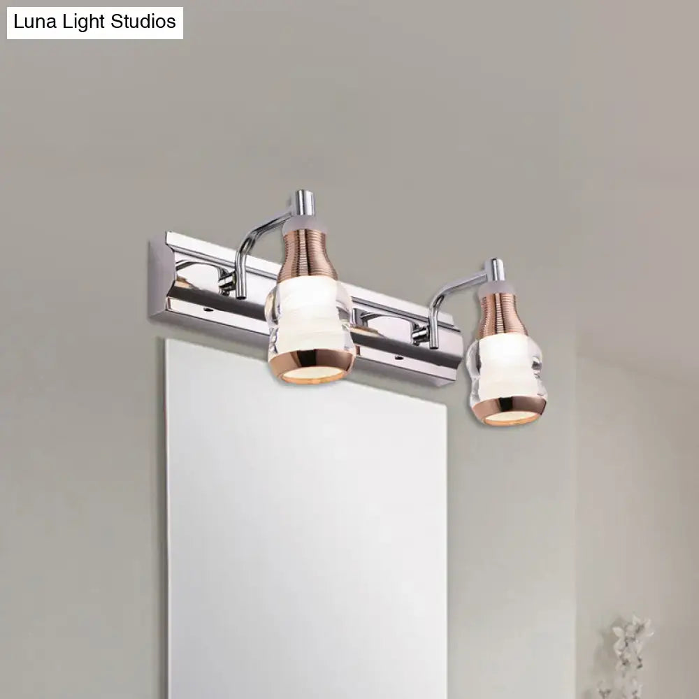 DecorBites™ Modern Chrome LED Vanity Wall Light, 2/3 Bulbs, 12"/18" Long, White/Warm Light