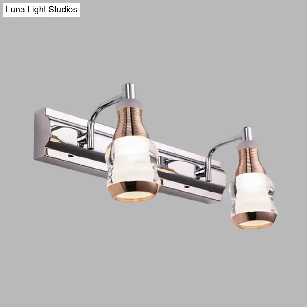 DecorBites™ Modern Chrome LED Vanity Wall Light, 2/3 Bulbs, 12"/18" Long, White/Warm Light