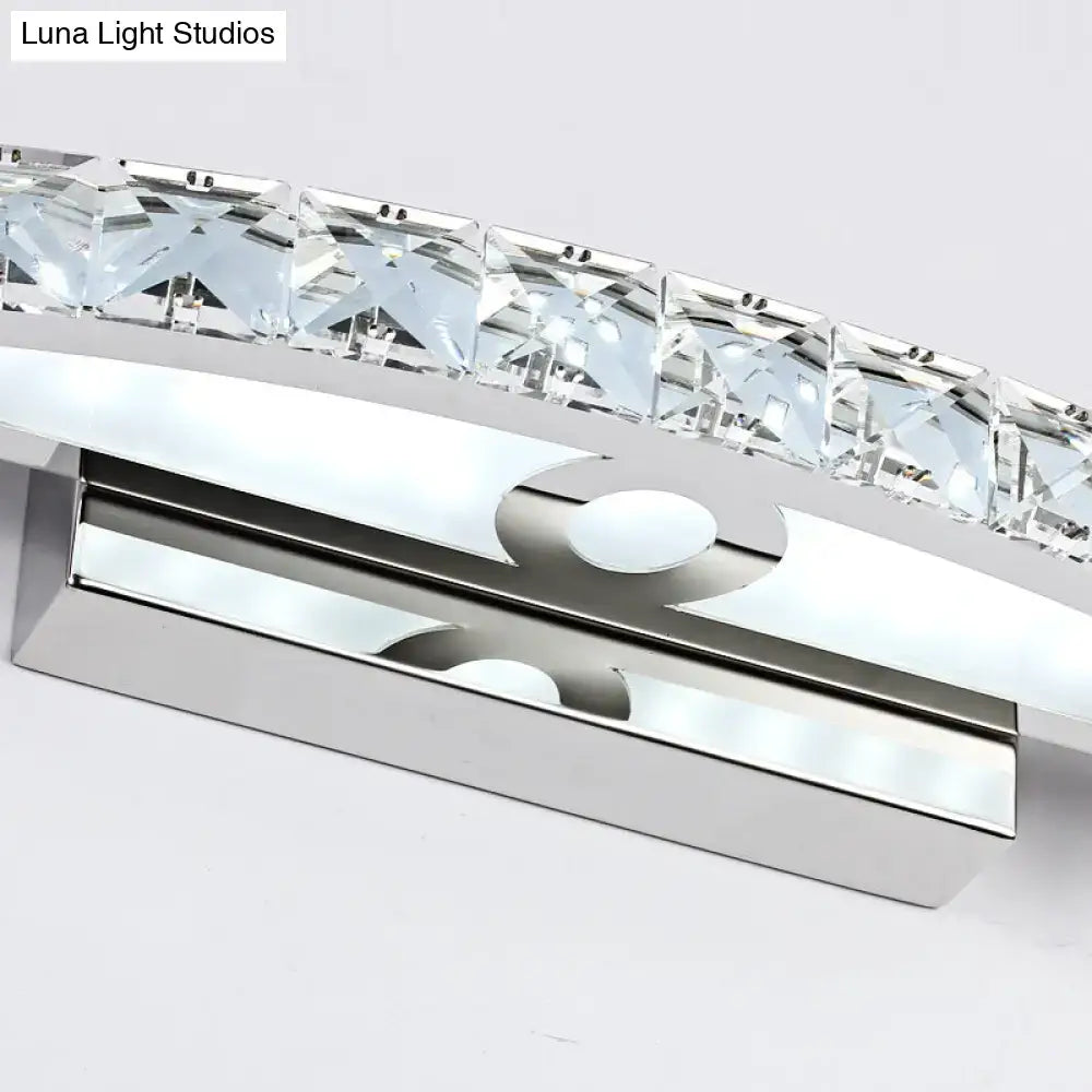 Modern chrome and wood led vanity light bathroom arched fixture