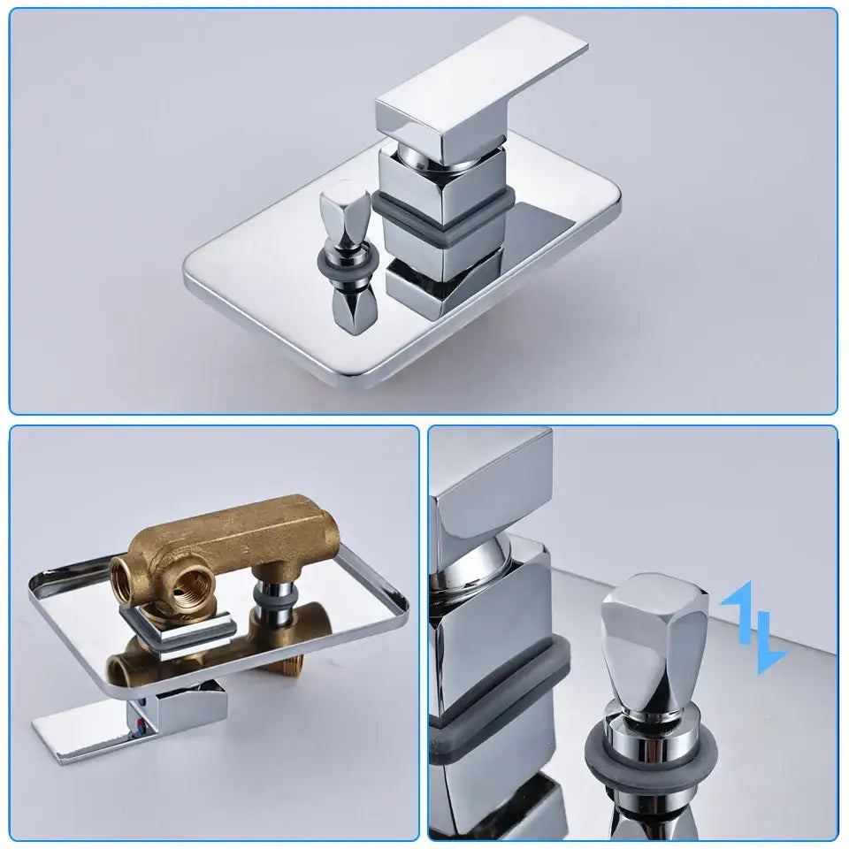 DecorBites™ Chrome Bathtub Faucet Mixer with Hand Shower Waterfall Spout