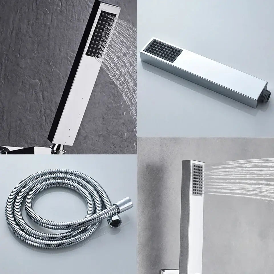 DecorBites™ Chrome Bathtub Faucet Mixer with Hand Shower Waterfall Spout