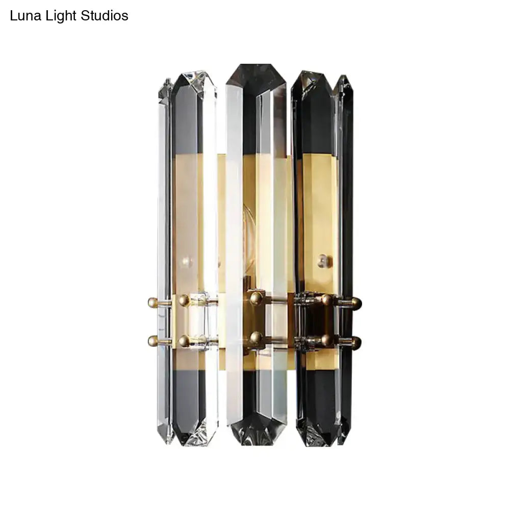 Modern chrome & black crystal wall sconce bedroom direct wired light
