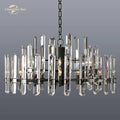 DecorBites™ Brass Chrome Black Metal LED Crystal Chandeliers Pendant Lamps for Bedroom & Living Room