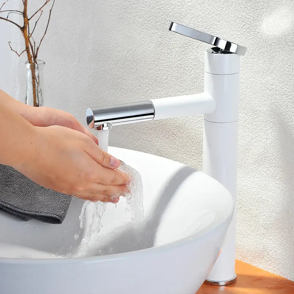 Modern chrome brass bathroom faucet vessel sink swivel spout tap