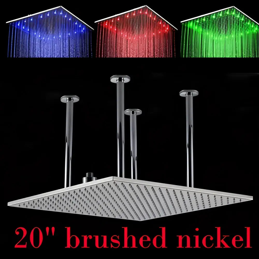 DecorBites™ 20" LED Rainfall Shower Head in Chrome & Brushed Nickel